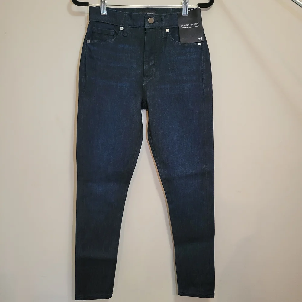 Banana Republic Women's High-Rise Dark Indigo Skinny Jeans - Picture 2 of 7